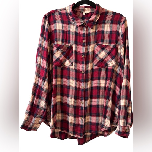 Lucky Brand Tops - Lucky Brand Red and Cream Plaid Shirt